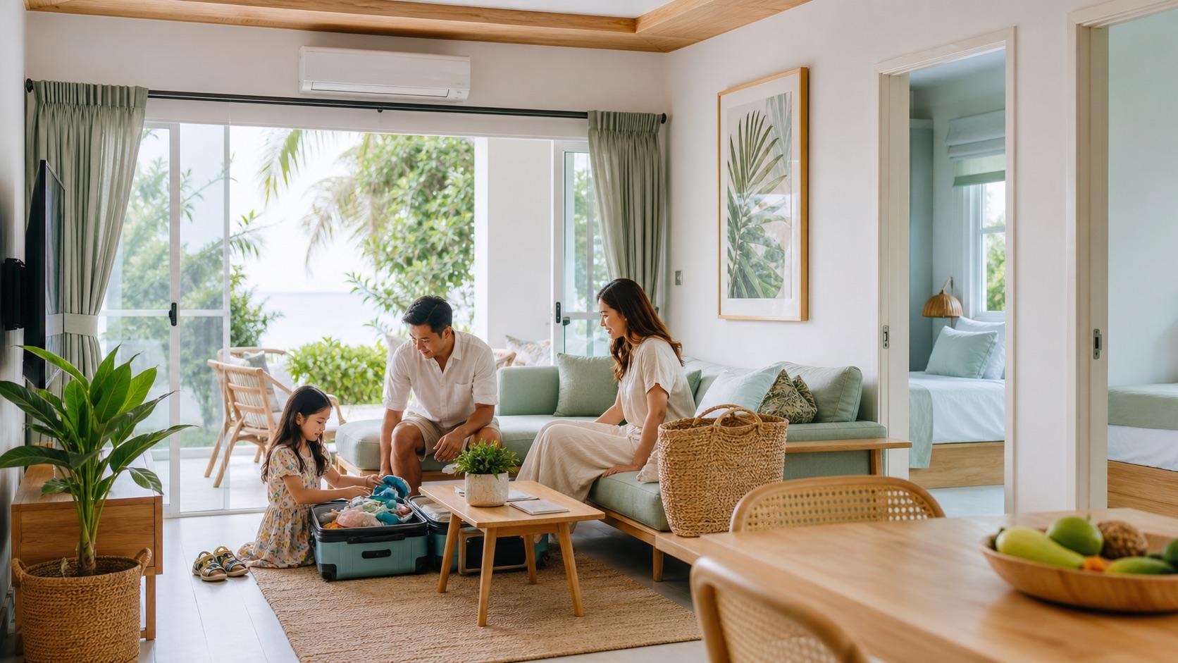 Family accommodation in Pranburi: two bedrooms and two bathrooms