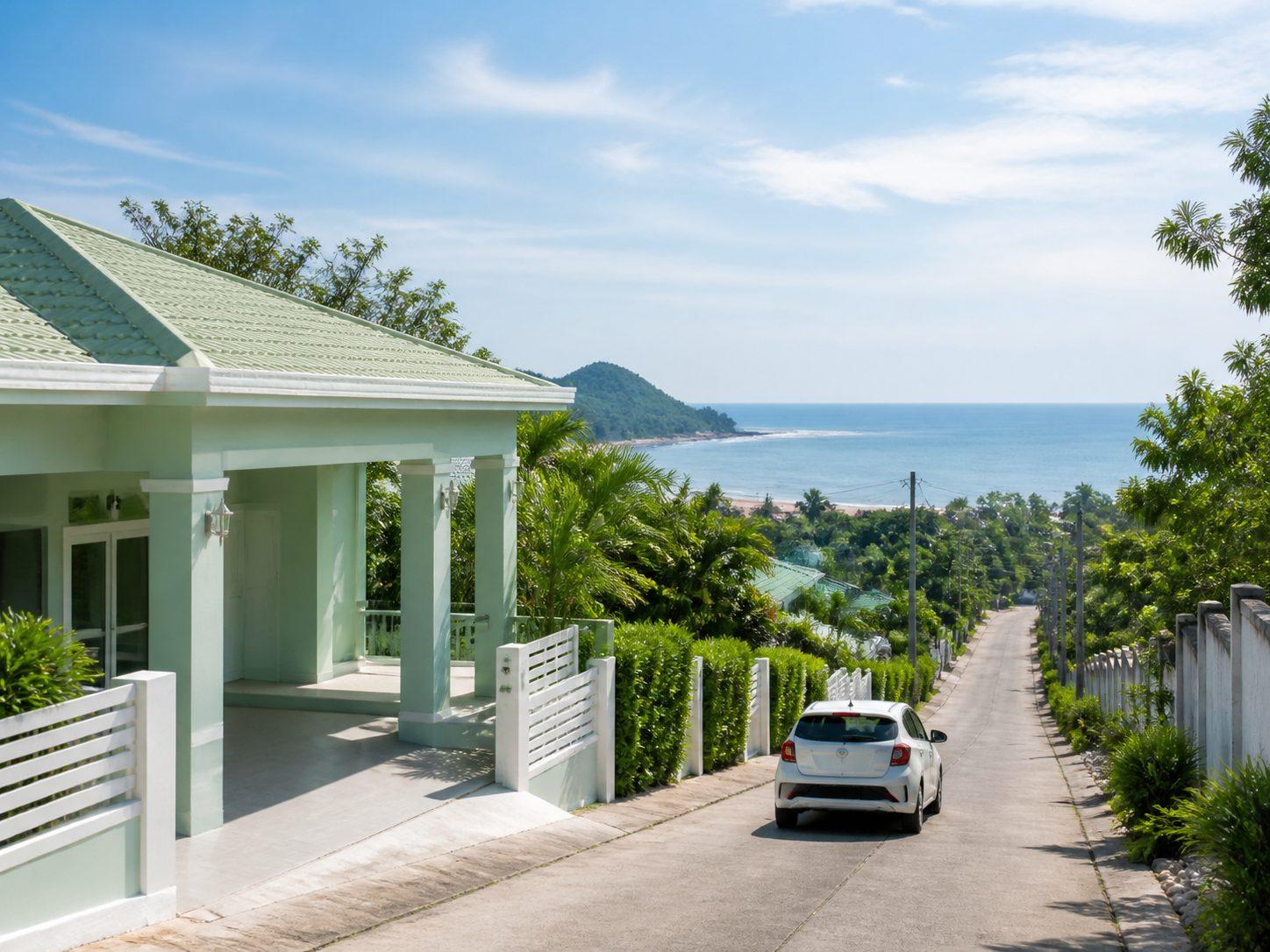 How close is this Pranburi villa to the sea? Read the distance honestly